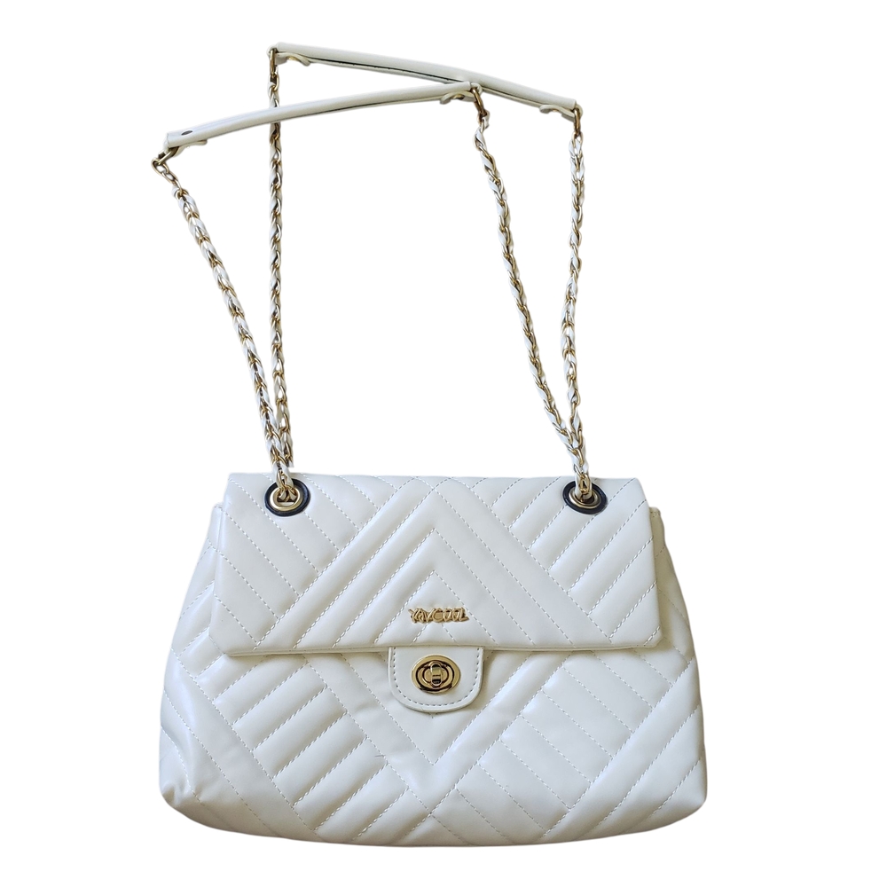 Elegant White Quilted Shoulder Bag